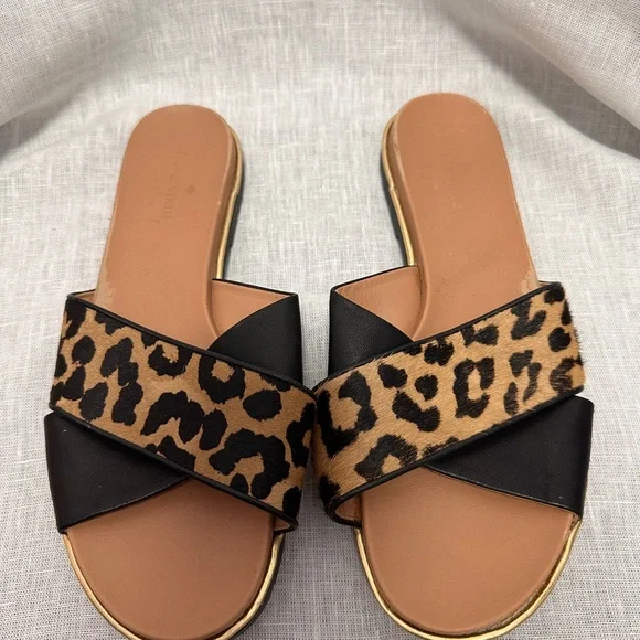 Kate Spade New York Leopard Print Leather Slide Sandals – Size 8.5M - Picture 2 of 9